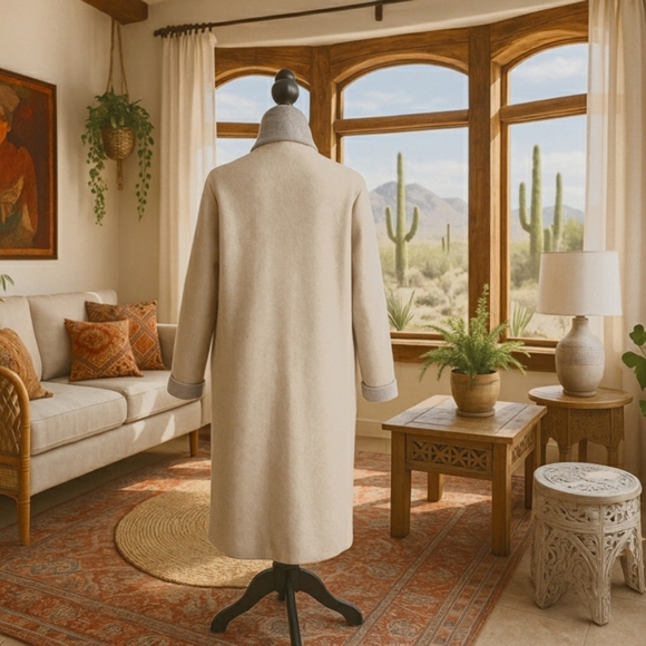 Zara Knit Italian Wool Long Grandma Pockets Kimono Cardigan Sweater Coat Medium - Picture 3 of 7